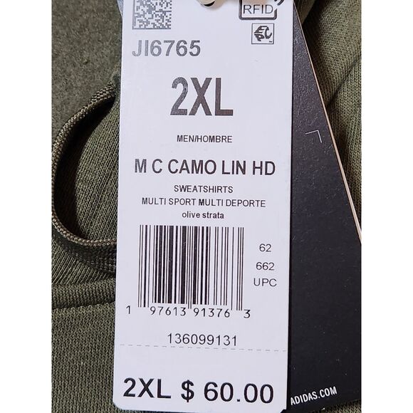 Adidas multi sport hoodie mens 2XL Camouflage Graphic Olive Strata - Picture 7 of 9